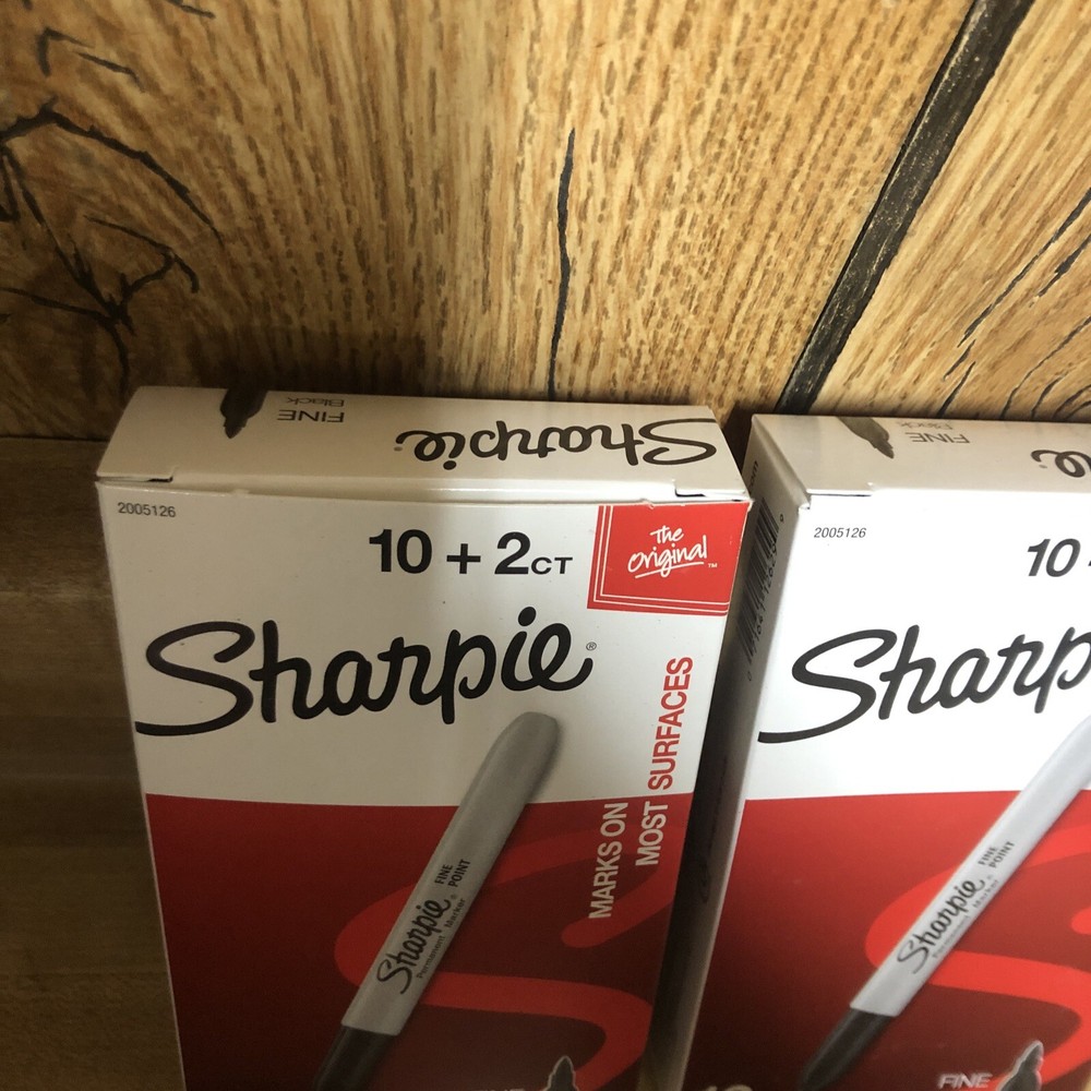 2 Pack x12 SHARPIE Fine Point Black Permanent Marker New