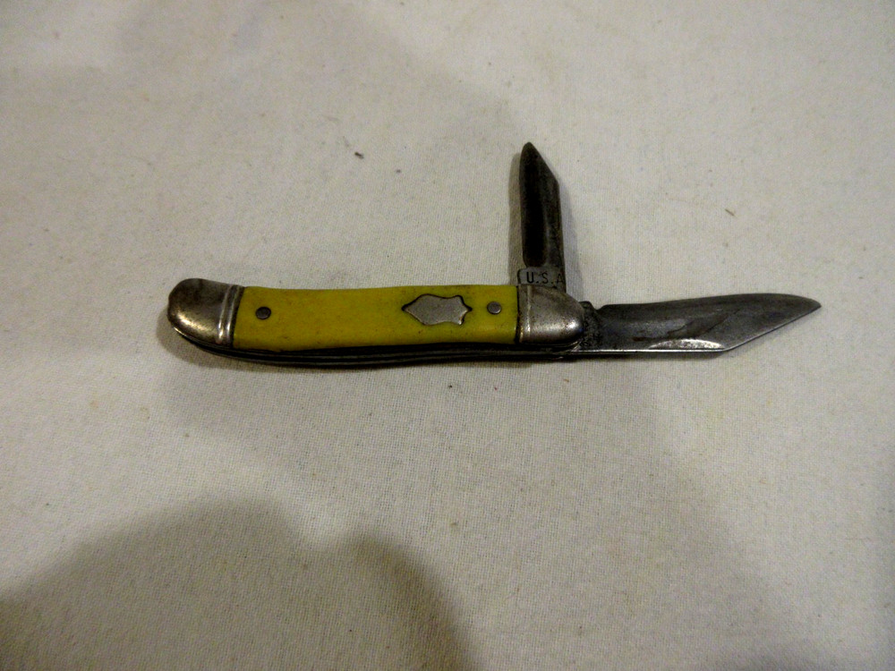 Vintage Ideal Yellow Handle 2-Blade Pocket Knife