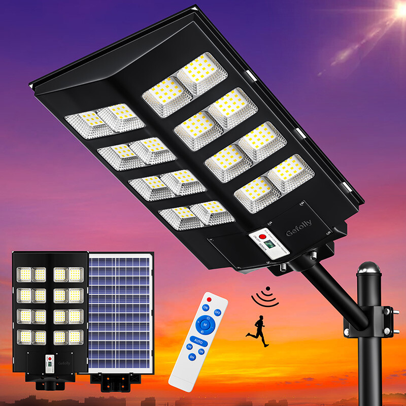 Gefolly Solar Street Lights Motion Sensor Lamp Commercial Dusk To Dawn Road Lamp