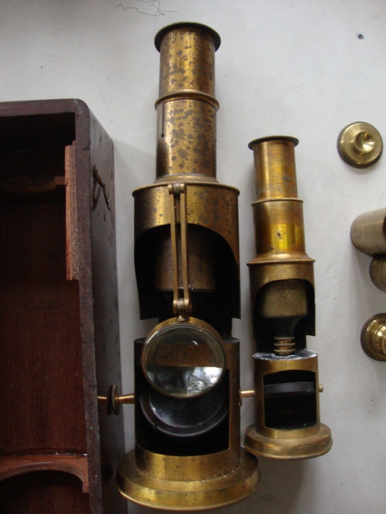 Antique microscopes and accessories