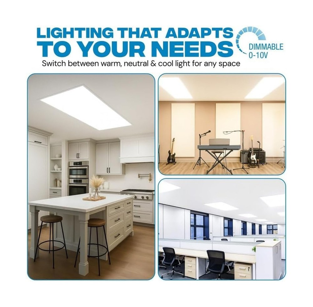 2 Pack 2x4 LED Flat Panel Light for Drop Ceiling, 9360lm Selectable 30W/40W/5...