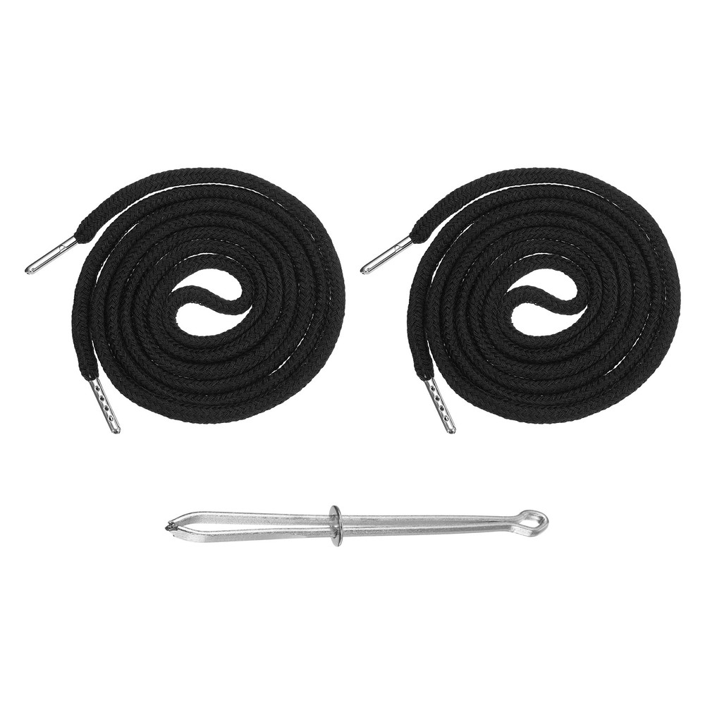 2 Pcs Hoodie Strings Drawstring Cords with Easy Threader (Black)