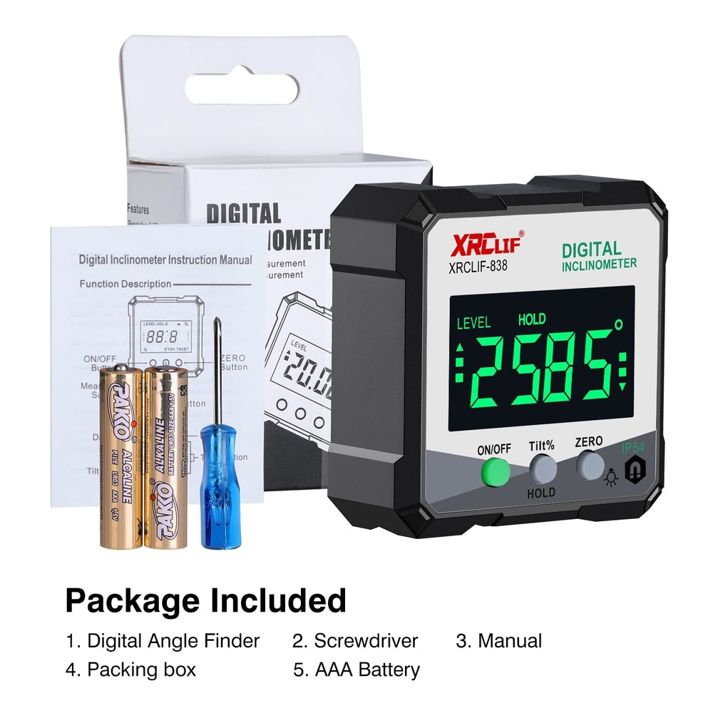 Digital Angle Gauge Meter Magnetic Base Level Box Angle Finder Protractor Bevel
