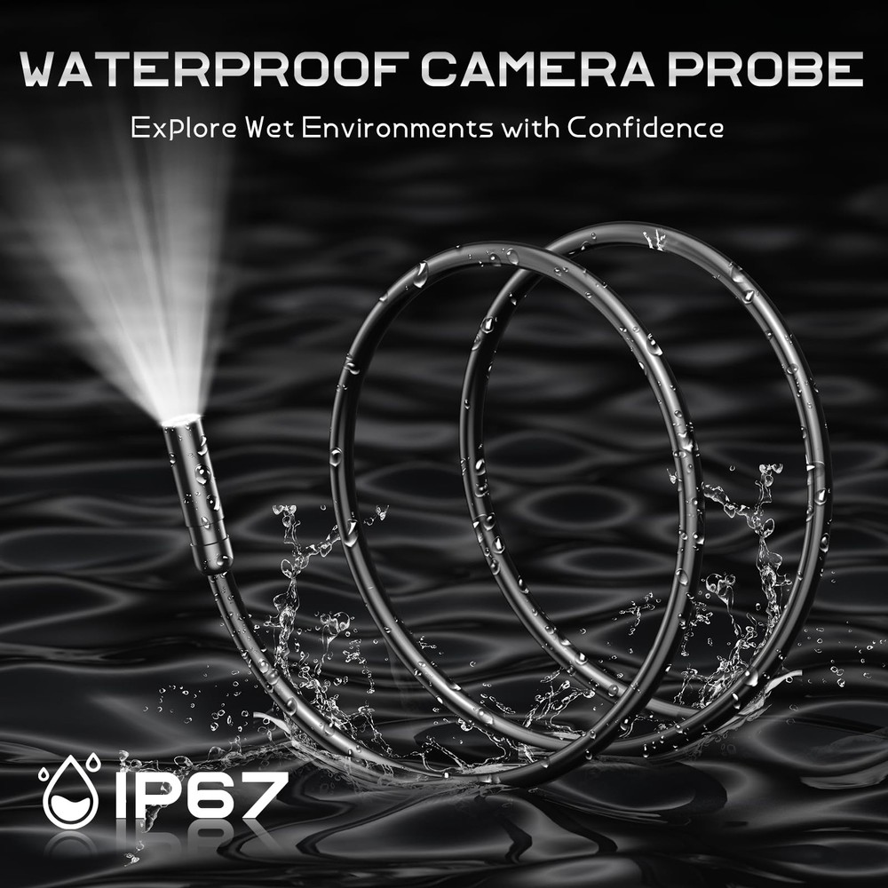 Borescope Camera with Light, 4.3" IPS 1080P HD Handheld Endoscope, 8 Adjustab...