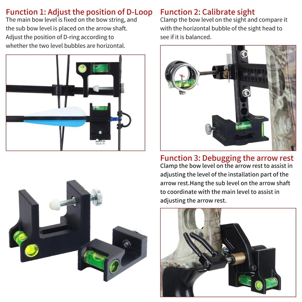 Bow Square Bow Level Kit 2 Pack Archery Bow String Level Turning Kit and T Sh