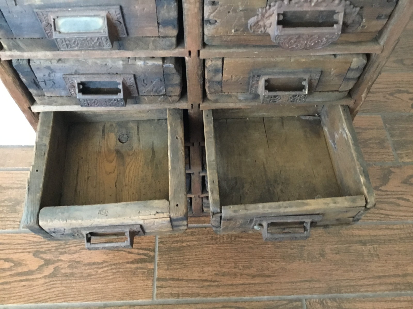 ANTIQUE APOTHECARY / HARDWARE STORE 14 DRAWER WOODEN CABINET "LOOK"