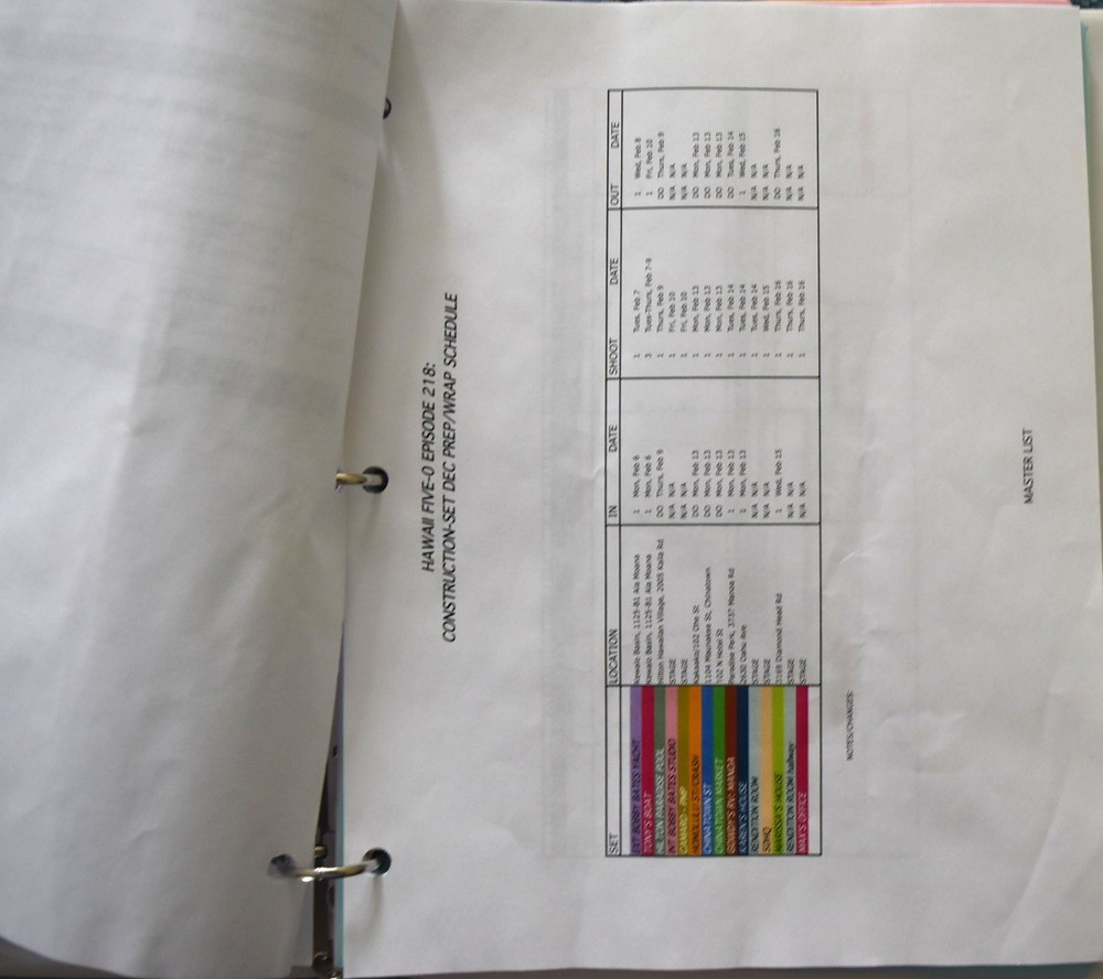 2012 Hawaii Five-O "Lekio" Original Script + Shooting Schedule