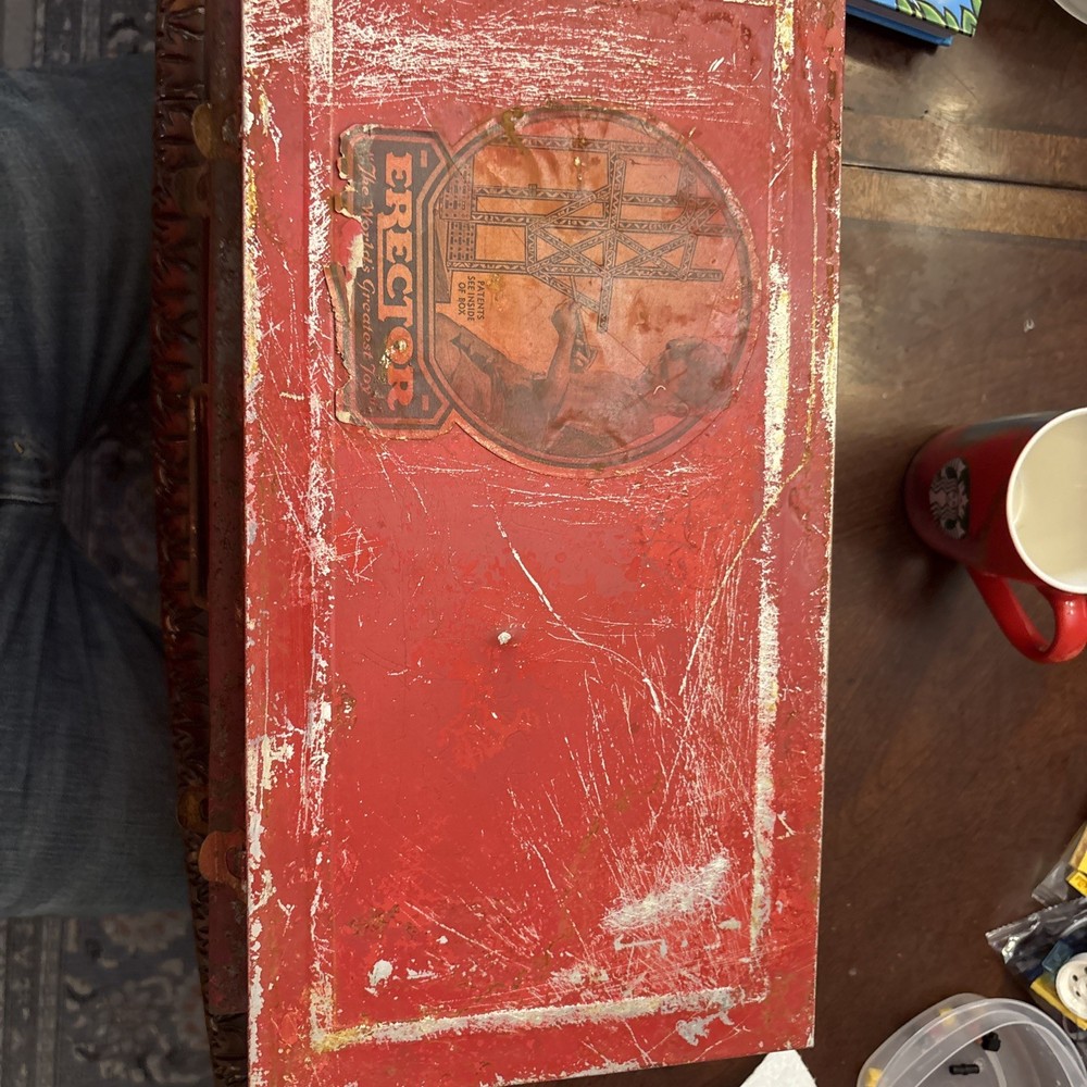 vintage erector set metal box