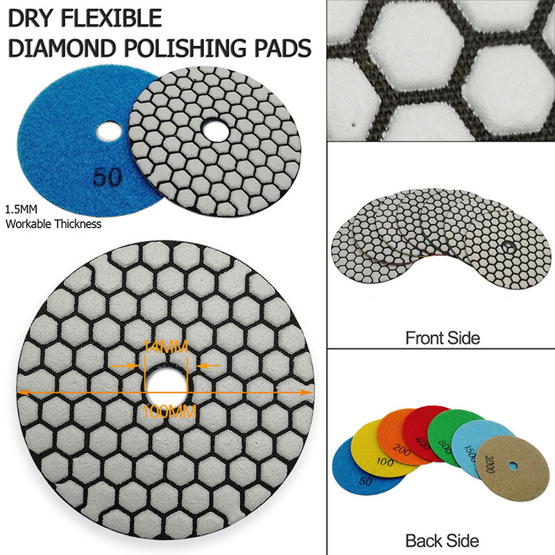 4" Diamond Polishing Pads Granite Marble Tile Sanding Discs 5/8-11 Backer x