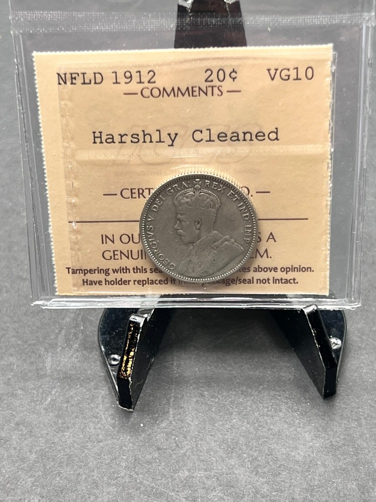 1912 NFLD 20 cent Graded ICCS VG-10