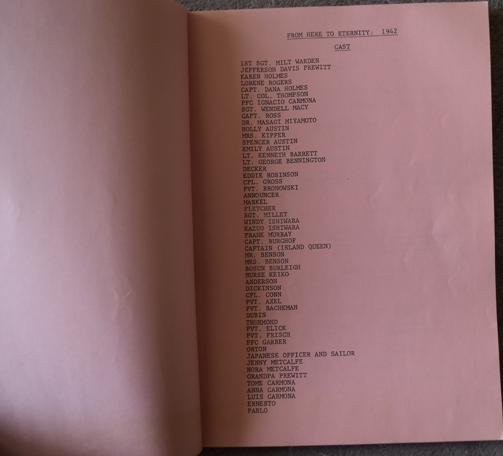 1979 From Here to Eternity : 1942 Original Screenplay Script