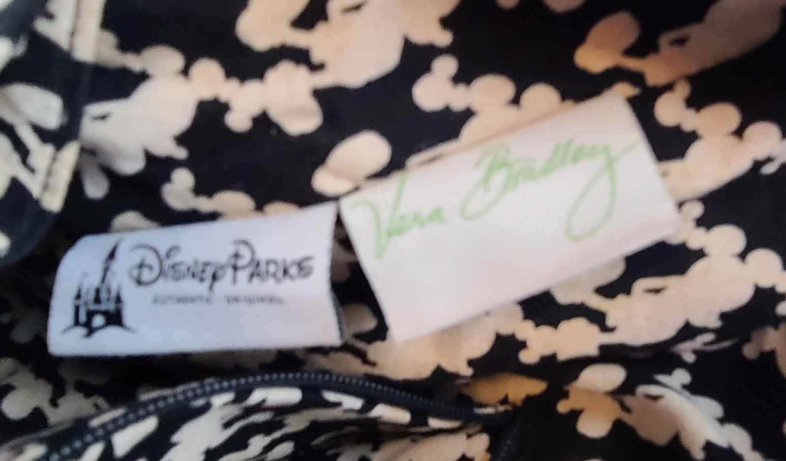 Vera Bradley Disneys Mickey Mouse Black Quilted Bucket Bag/Tote, Retired