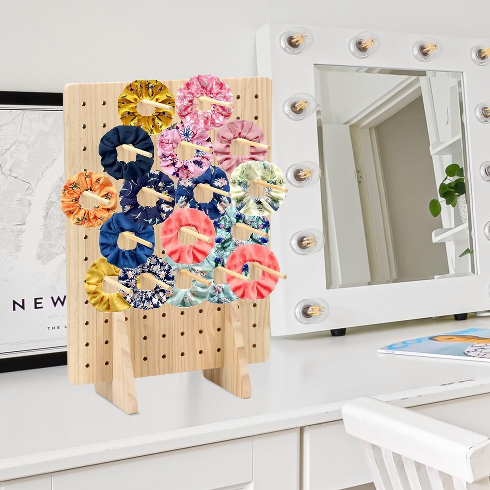 Rectangle Pegboard Display Stand with 25 Pcs Dowel Rods, Pegboard Rack, Keych...