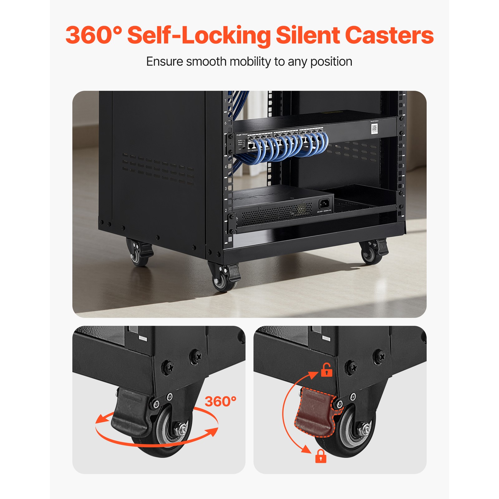 Uimoso 16U AV Rack Stand with 500 lbs Capacity for Network and Studio Equipment