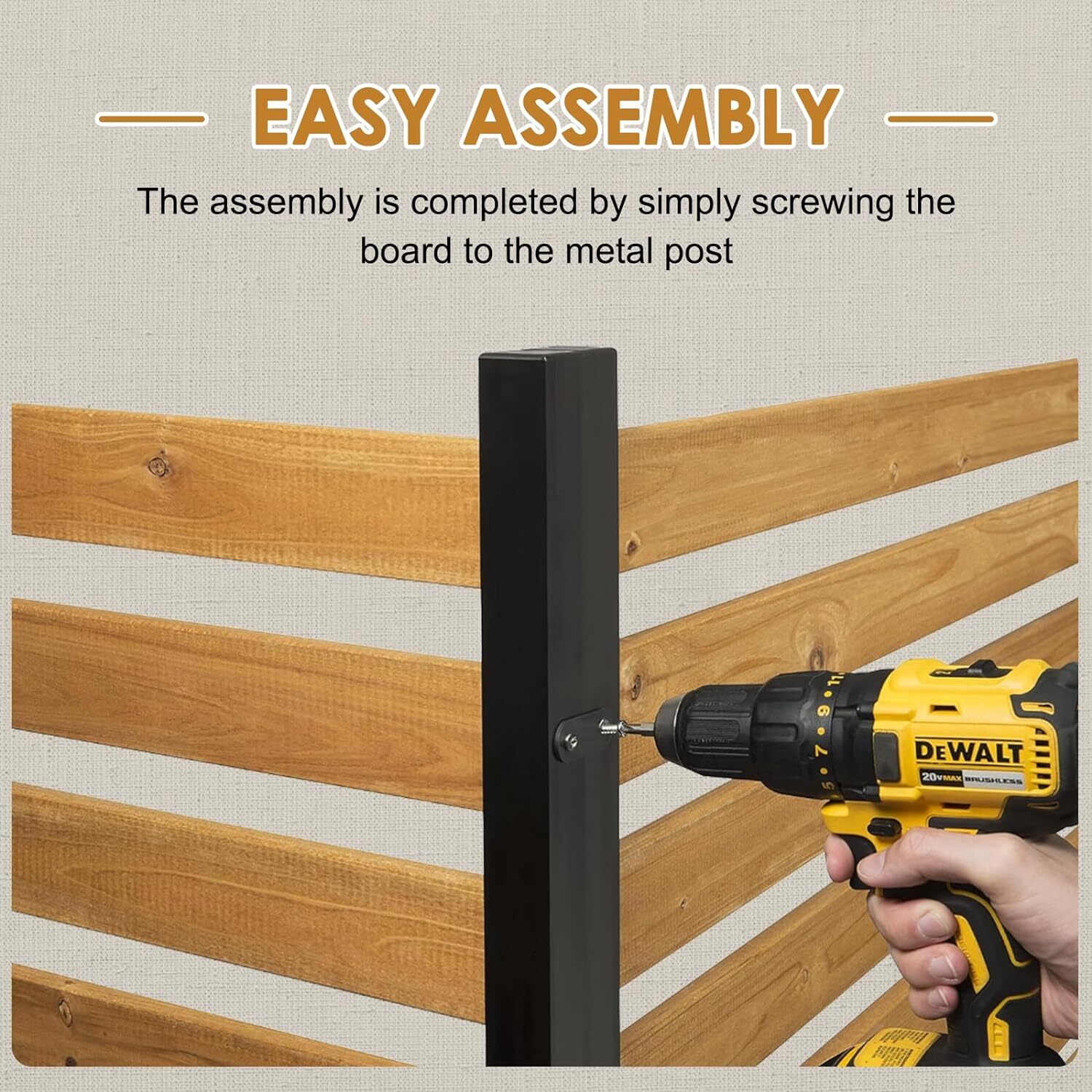 NAIZEA 48" W x 48" H Privacy Screens Fence Panels with Metal Stake 2-Panel Fence