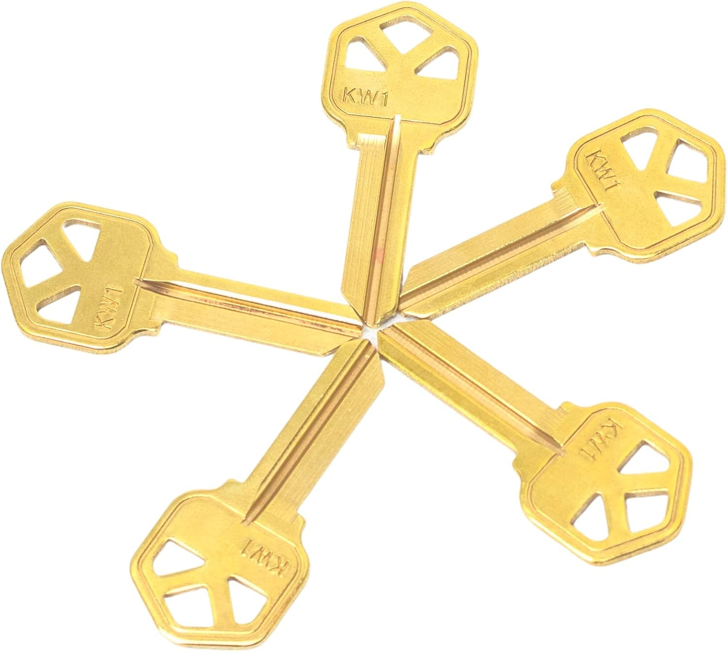 Brass Finish Key Blanks, KW1 Uncut Blank Keys, Pack of 100 Keys