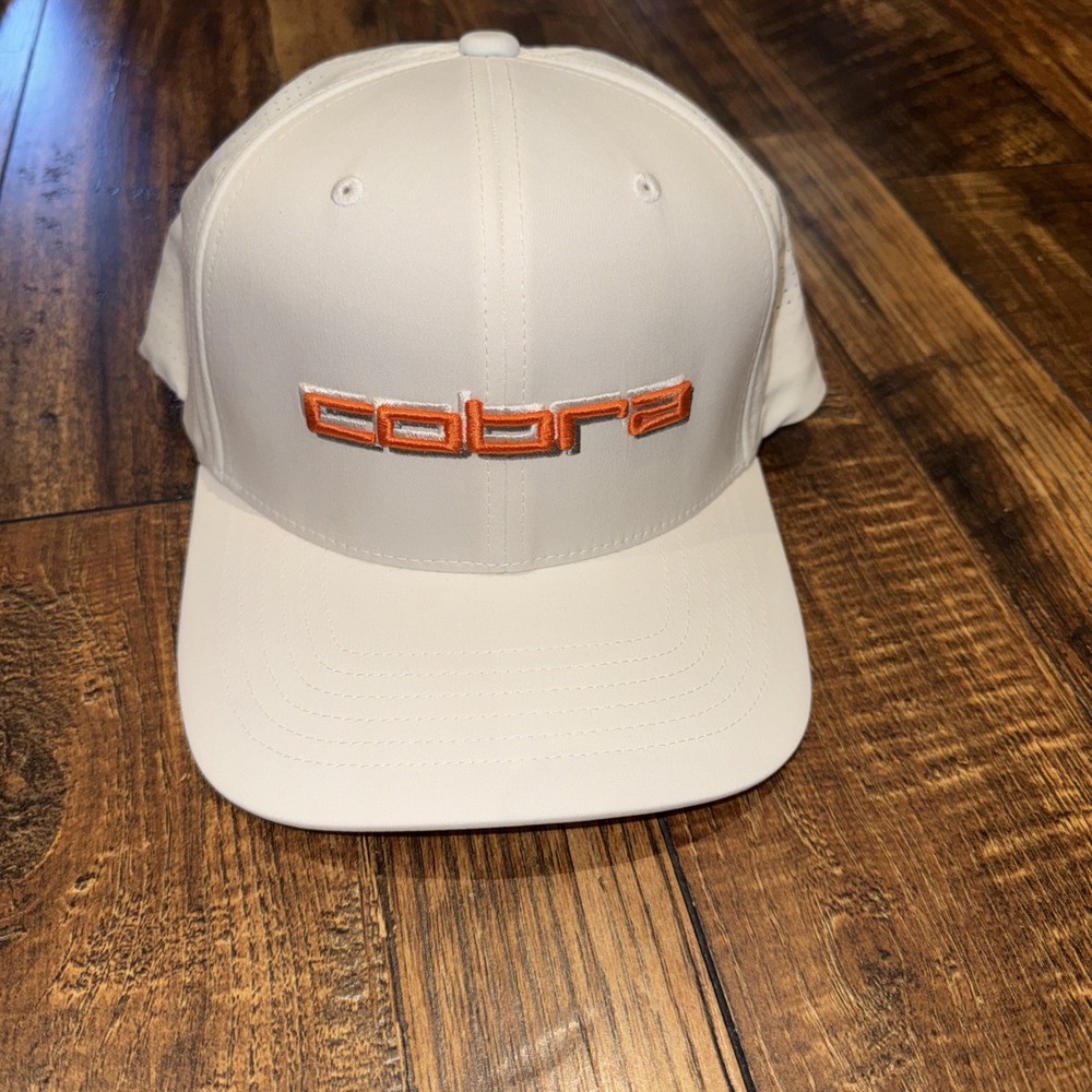 Tour Tech Cap White/Orange Adjustable Snapback Golf Hat/Cap