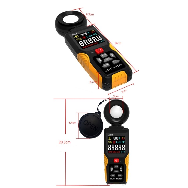 Handheld Light Intensity Meter Multifunction Mode Large Display Data Recording