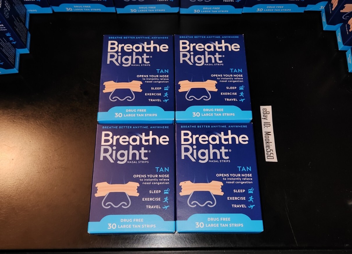 EXP 04/2028+ (120ct) 4 Box 30ea Breathe Right ORIGINAL LARGE TAN Nasal Strips
