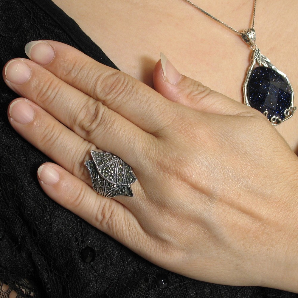 Sterling Silver Wrapped in Love Marcasite Ring