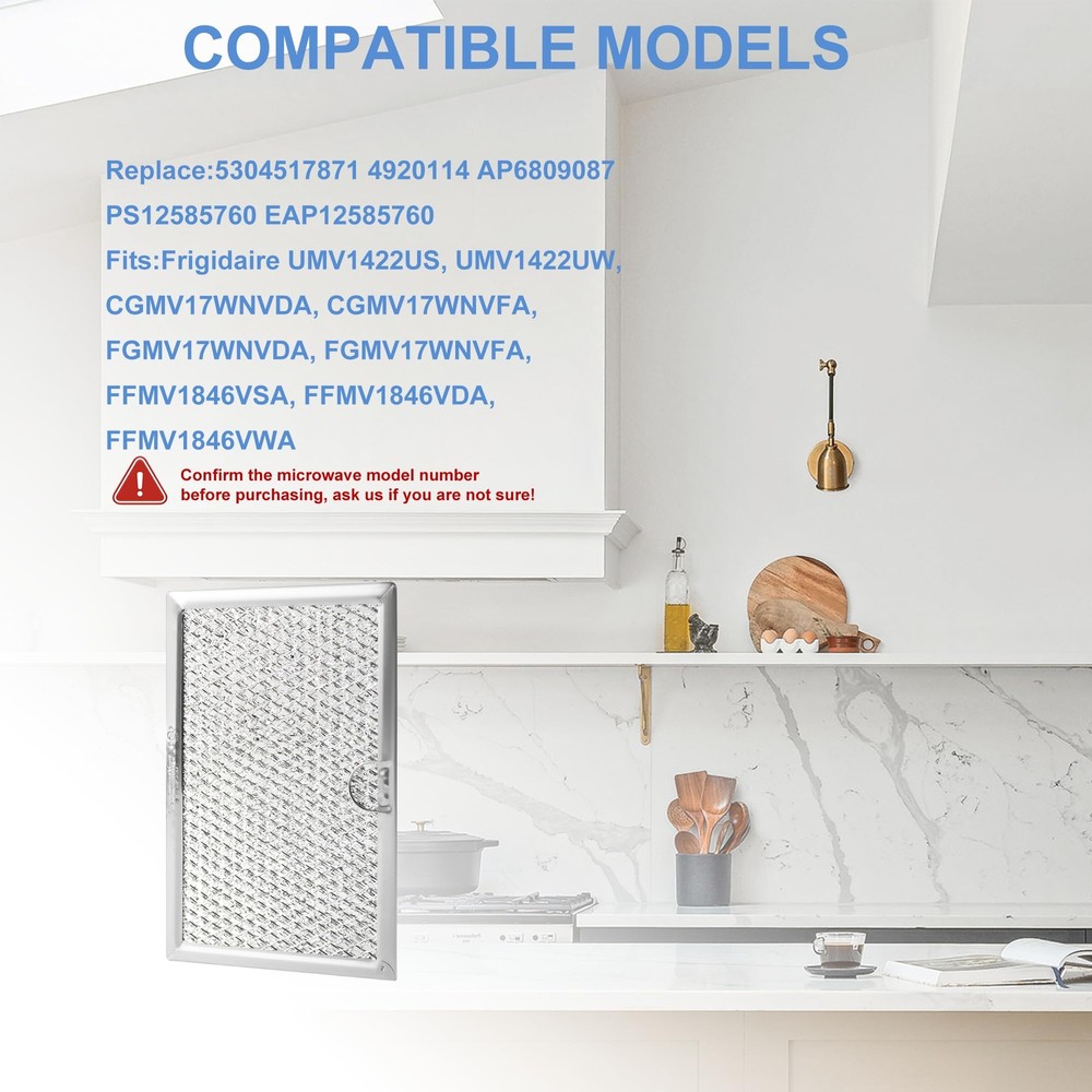 Microwave Vent Filter Compatible with Multiple Brands 5 x 7-5/8 Inches 2 Pack
