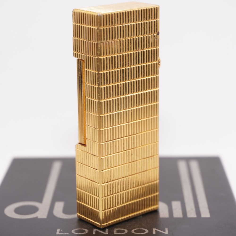 Rare Dunhill Lighter Gold Windowpane Pattern-Ultrasonically cleaned