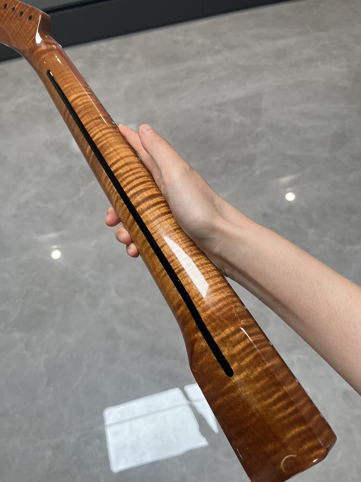 NEW Stainless 21fret gloss DIY Roasted Flame Maple electric guitar neck