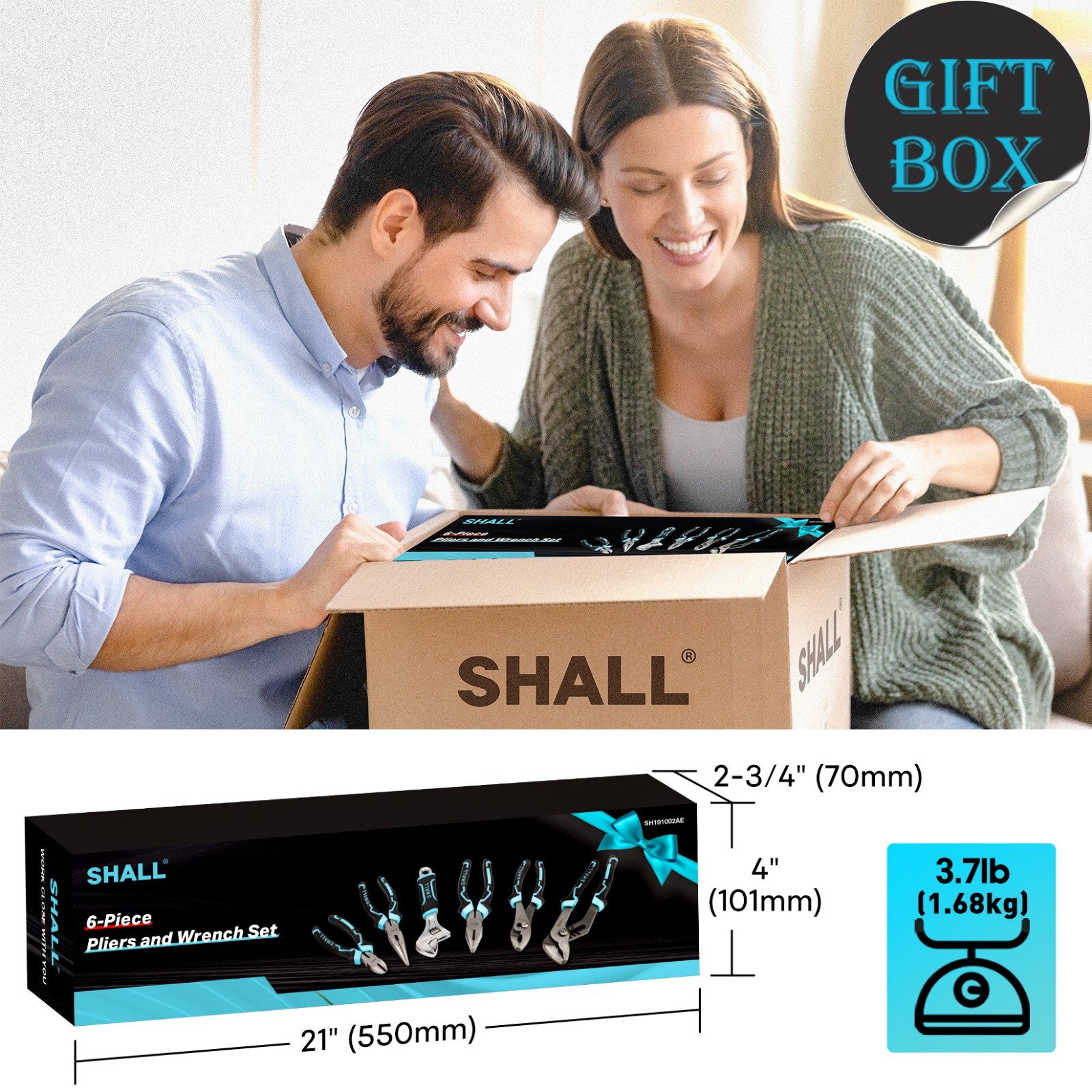 SHALL 4-Piece Pliers Set, Pliers Tool Set, Two-Color TPR Handle