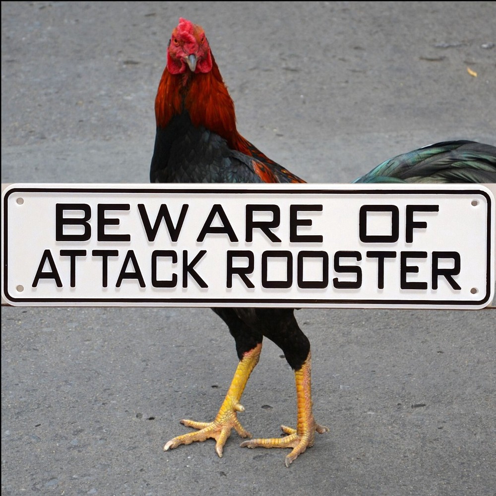 Beware Of Attack Rooster Sign