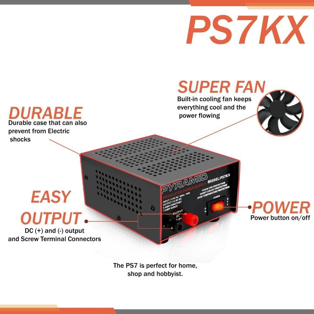 Pyramid Universal Compact Bench Power Supply - 5 Amp Linear Regulated Home La...