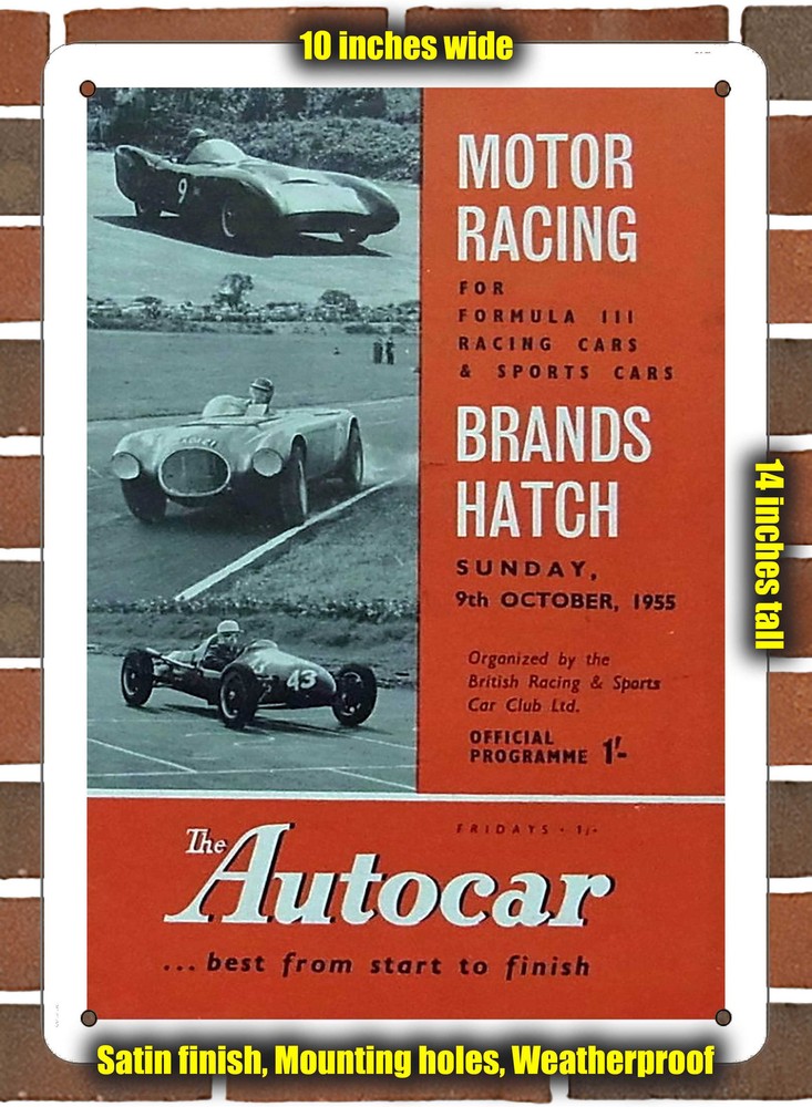 Metal Sign - 1955 Brands Hatch Circuit Racing Program - 10x14 inches