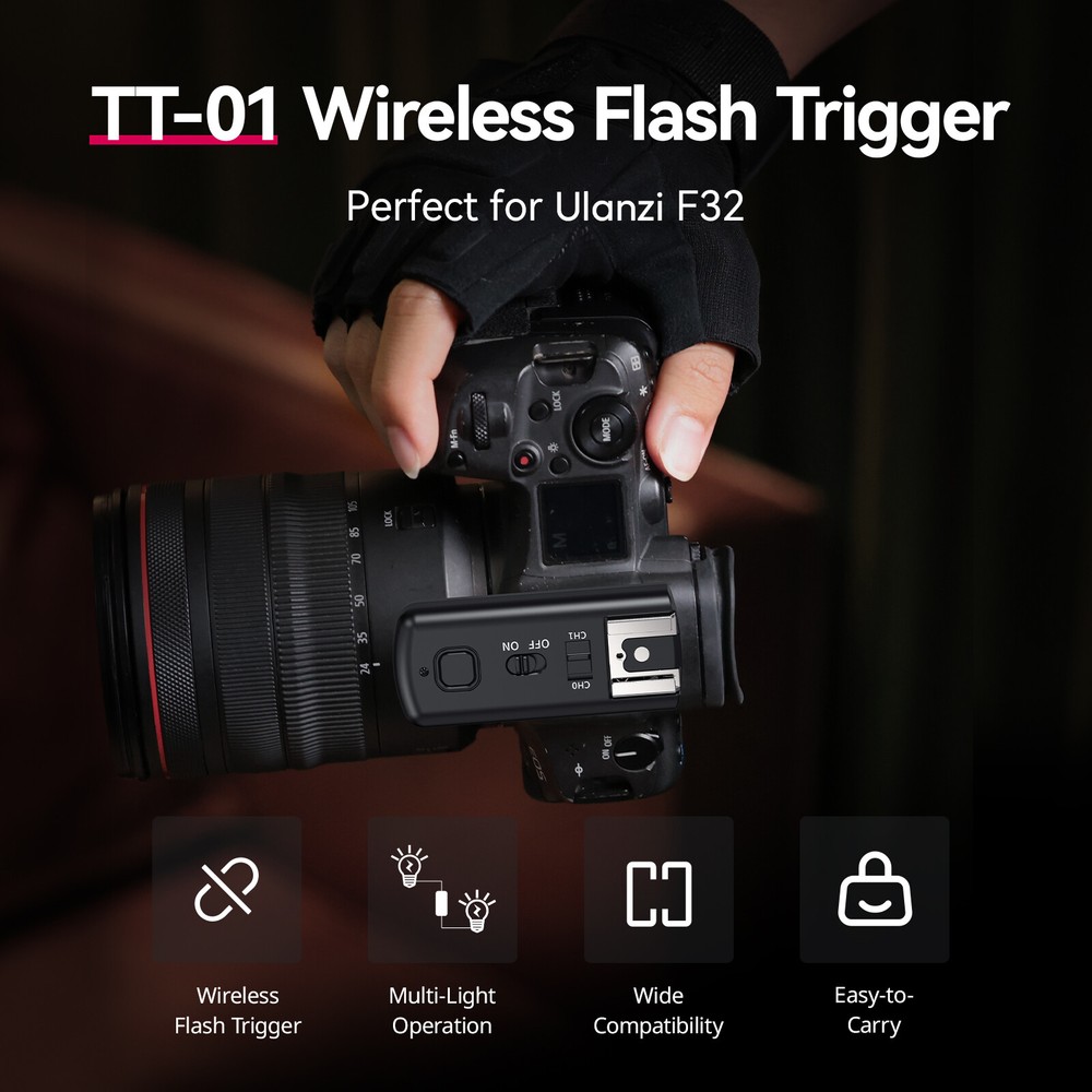 Ulanzi TT-01 Wireless Flash Trigger Dual Channel 24m Range for Camera