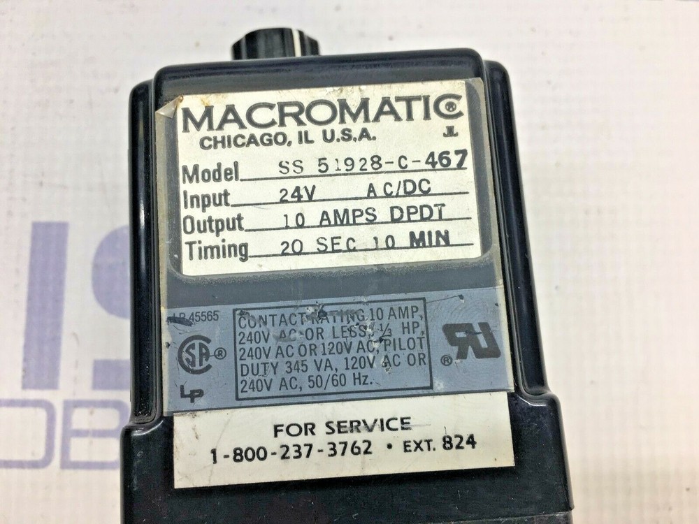 MACROMATIC SS-51928 -C-467 SOLID STATE TIME DELAY RELAY