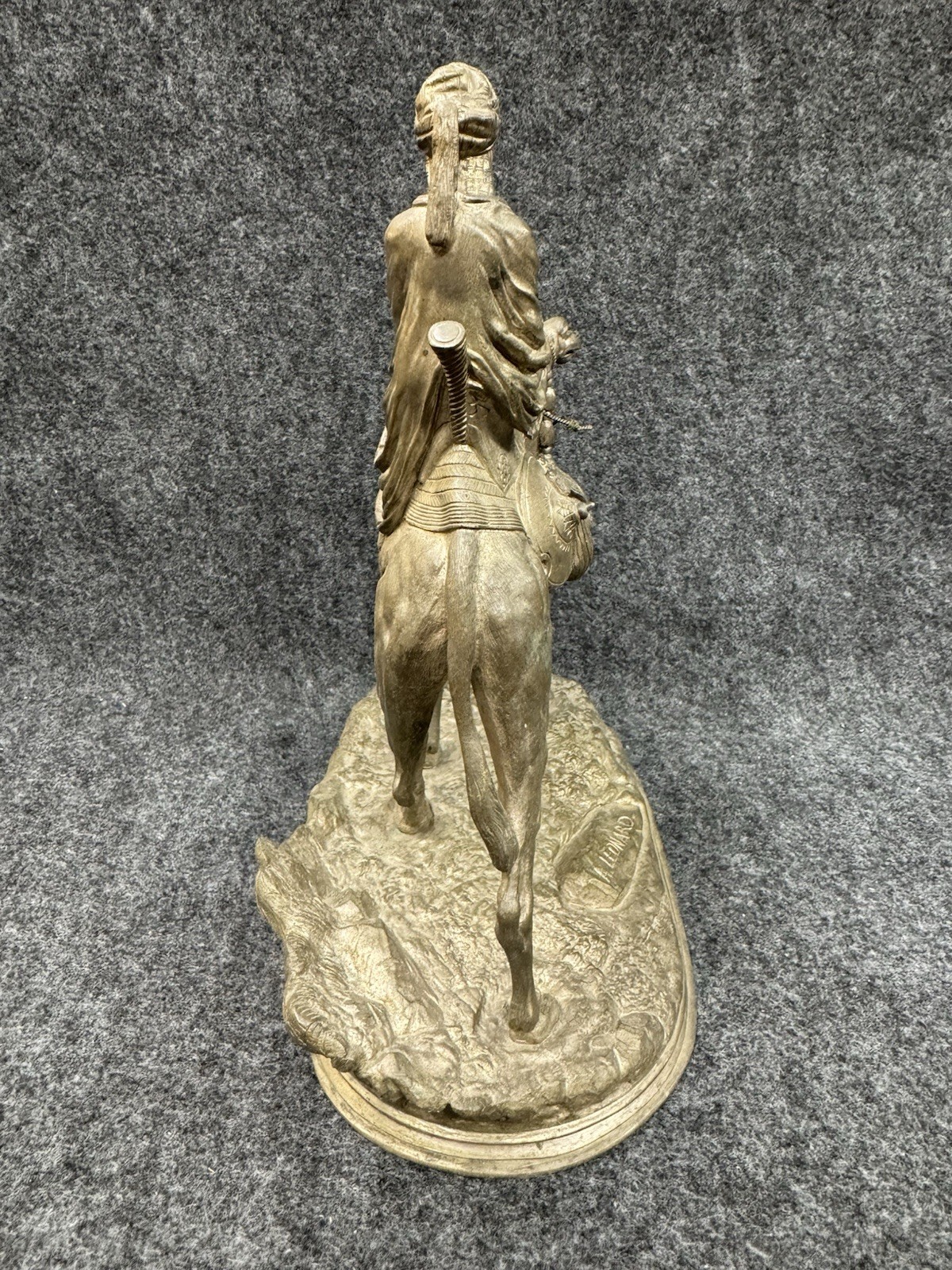 AGATHON LEONARD Antique Bronze Sculpture ~ Arab on Camel Art Signed Rider A 10”