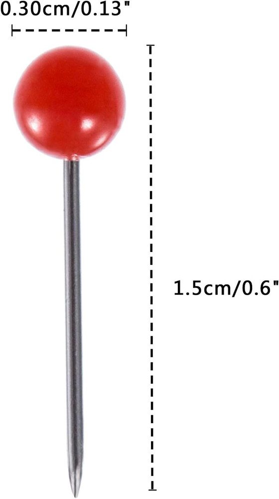 500 Pieces Map Push Pins Map Tacks Plastic round Head Tacks with Steel Points