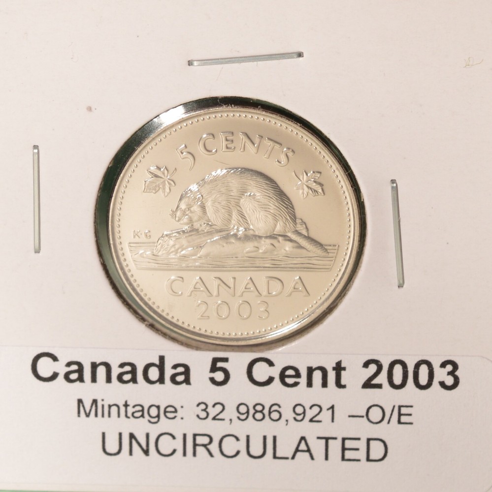2003P (Old Effigy)  Canada 5 Cent  - UNCIRCULATED from Mint Roll 🇨🇦