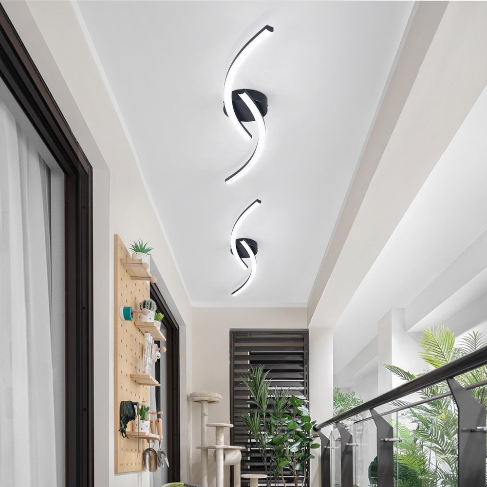 Modern LED Ceiling Light 22W Black Linear Ceiling Lights Fixture 6000K Alumin...