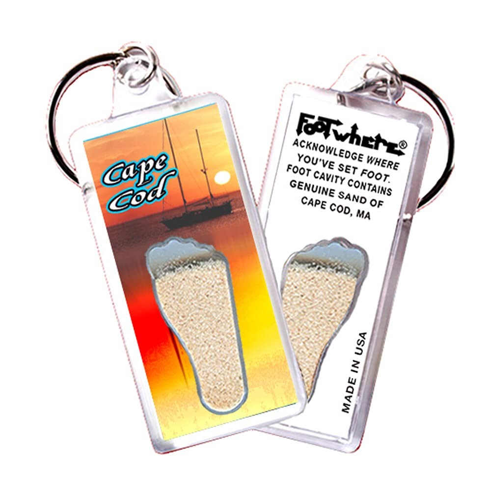 FootWhere Cape Cod Souvenir Keychain. Made in USA (CPC104 - Sunset)