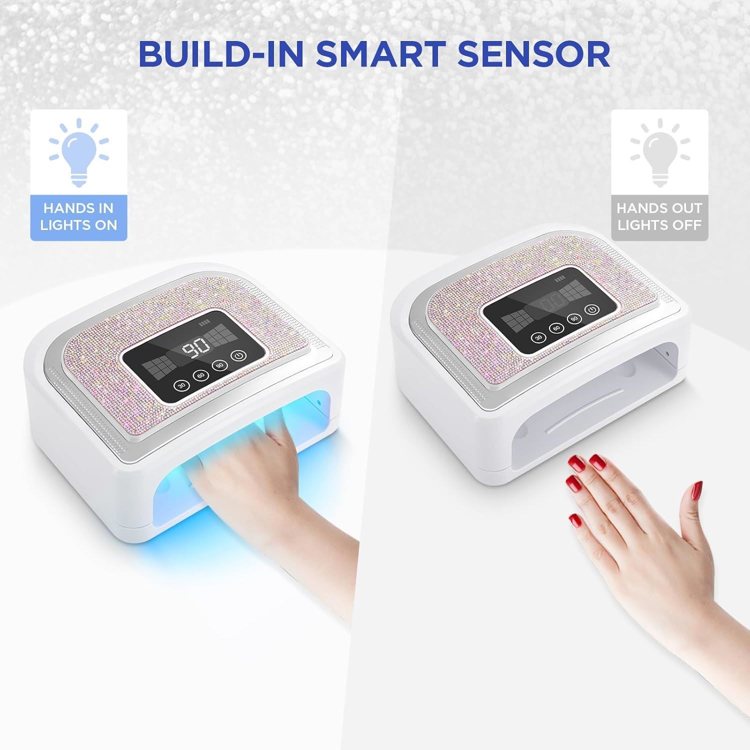 Professional Nail Lamp Cordless Rechargeable UV LED 4-Timer Mode Gel LCD Display
