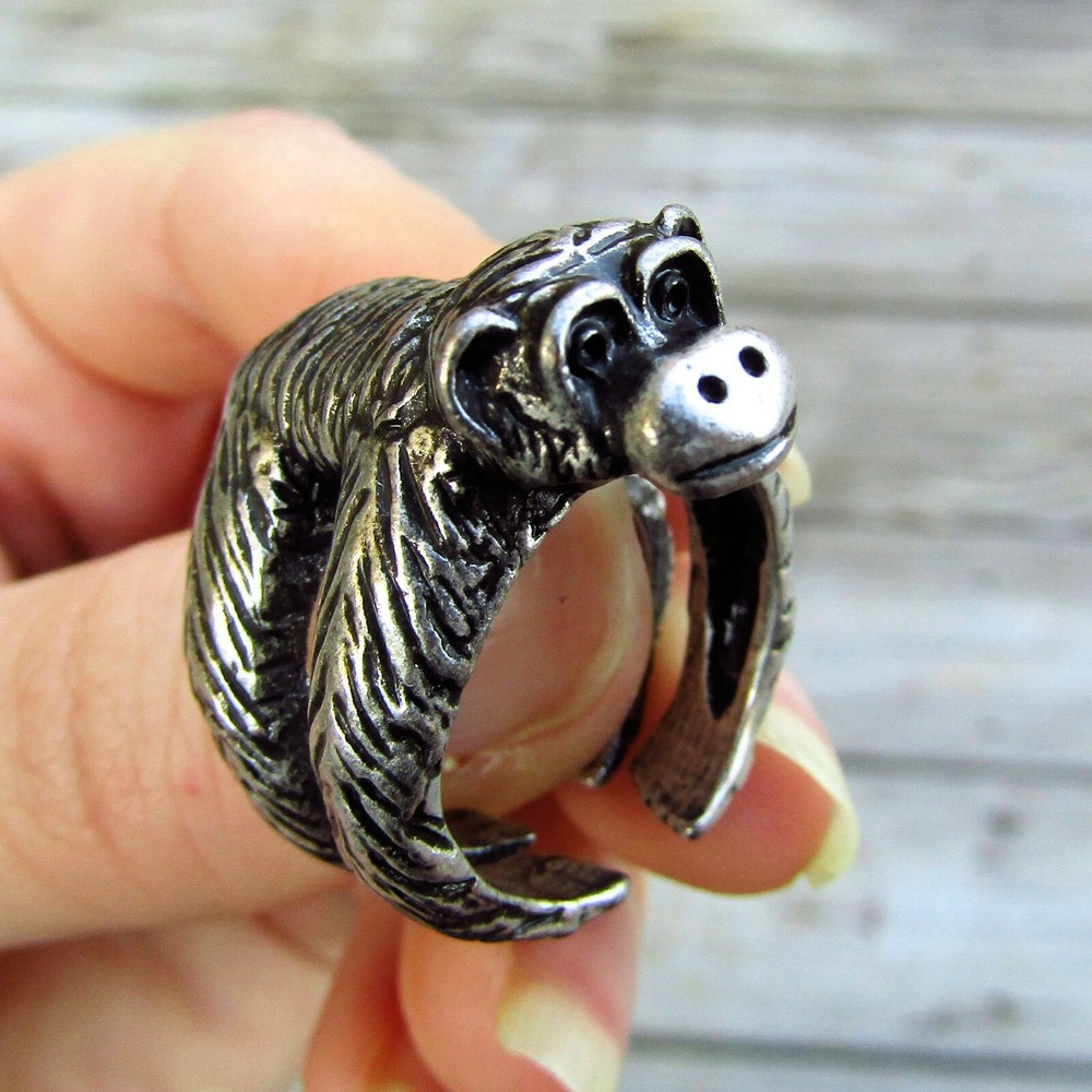 Chimpanzee Ring - Adjustable Wrap Ring for Primate Lovers - Great Apes Gift