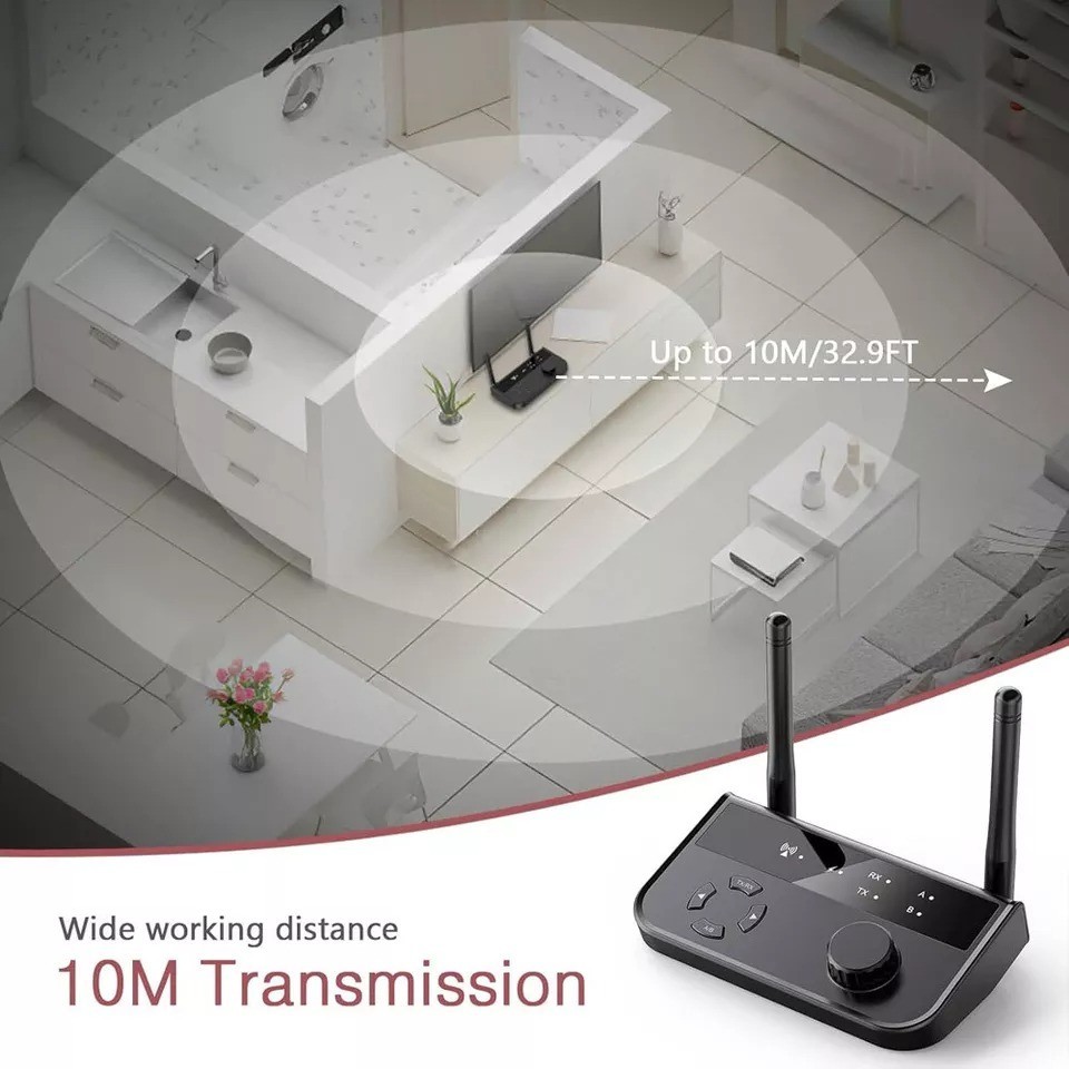 Bluetooth 5.3 Transmitter Receiver Long Range For TV Home Stereo Audio Adapter