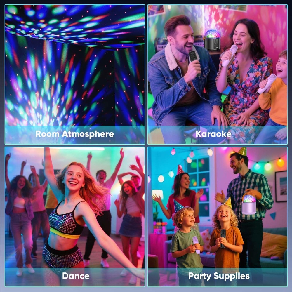 Karaoke Machine with Disco LED Lights for Adults , Portable Bluetooth Speaker...