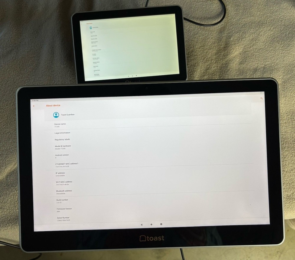 Toast Flex TT200 POS System dual display Screen W/ Power Supply