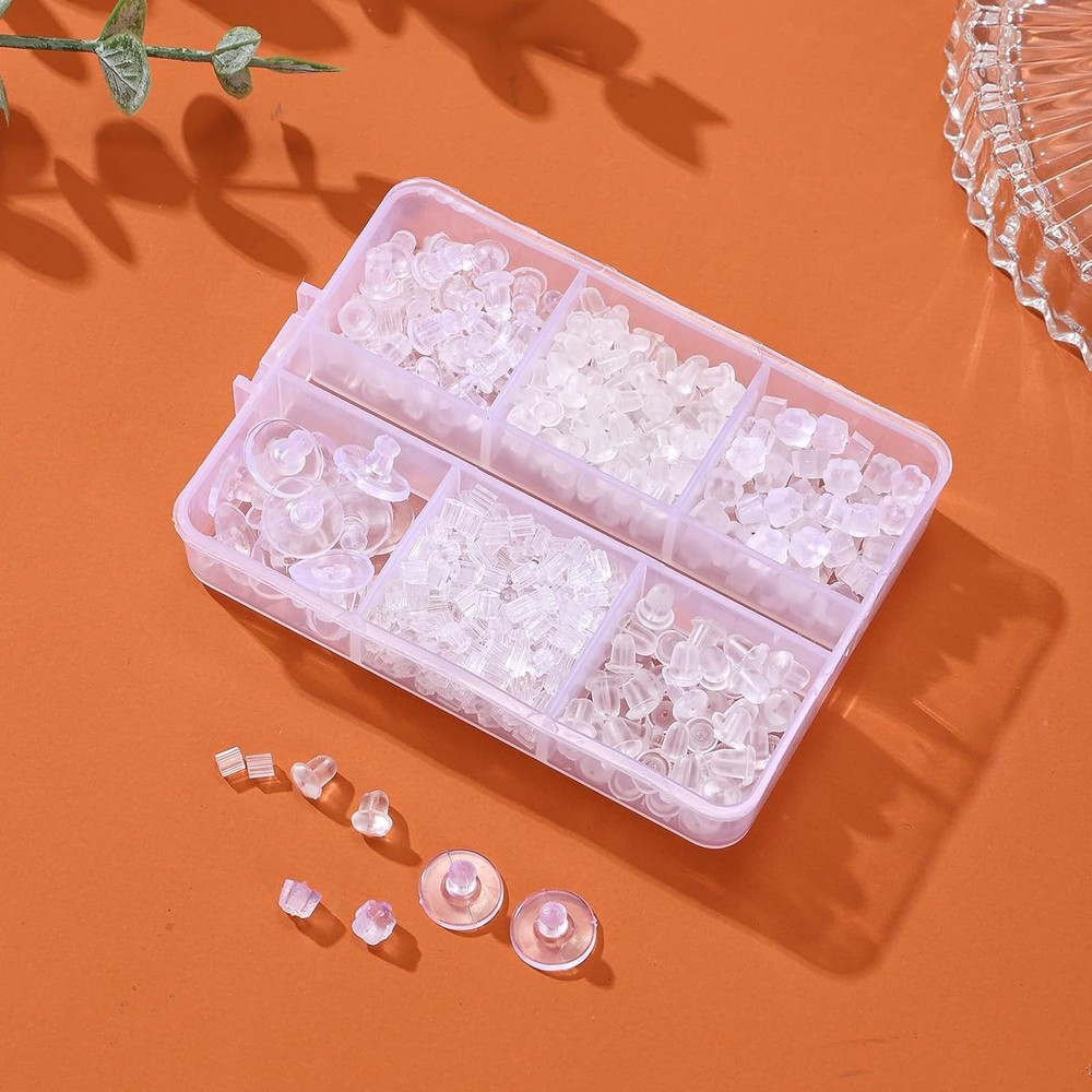 Silicone Earring Backs 600pc 6 Styles Clear