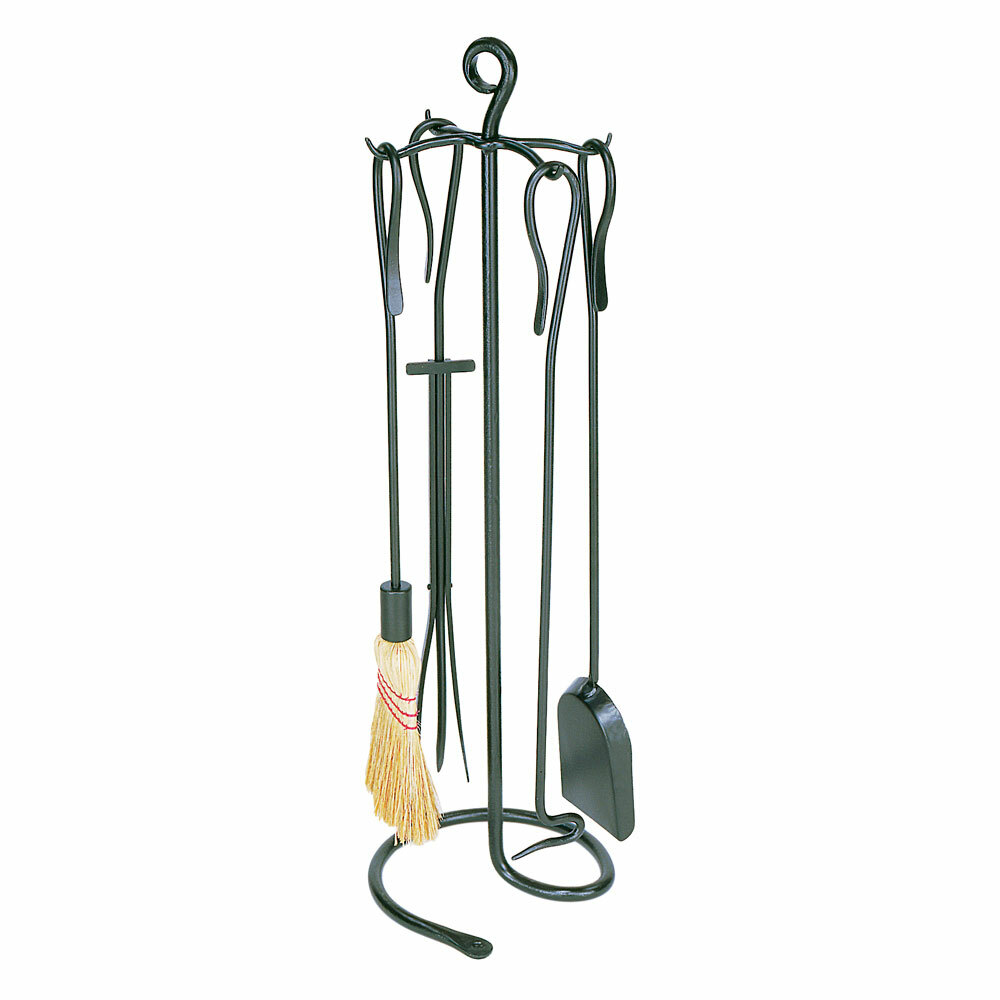 30" 5-piece Shepherds Hook Graphite Finish Fireplace Tool Set