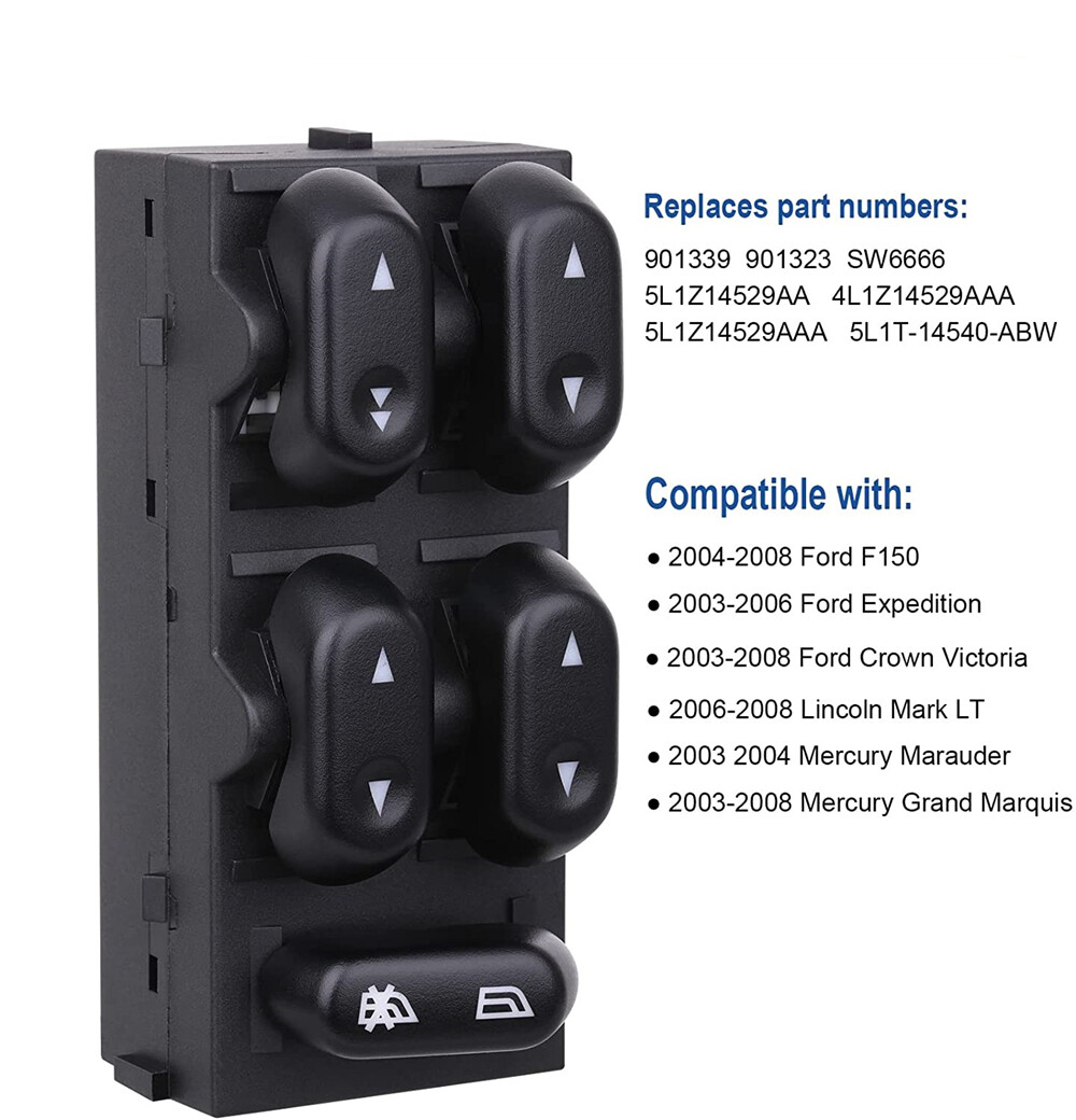 5L1Z14529AA Master Window Control Switch for Ford F-150 Expedition/Lincoln 03-08