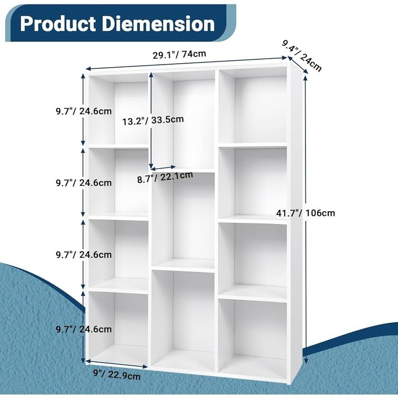 11 Cube Storage Organizer Stackable Bookshelf Durable Display Unit Easy Assembly