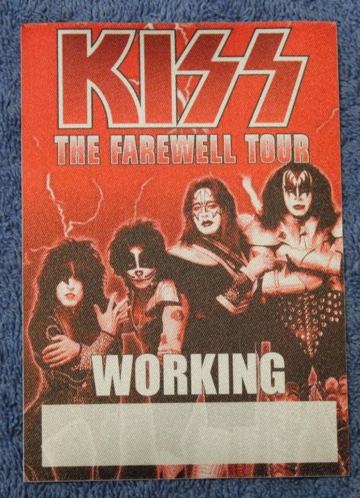 Vintage & Genuine KISS FAREWELL TOUR PERRI Satin Backstage Pass WORKING RED