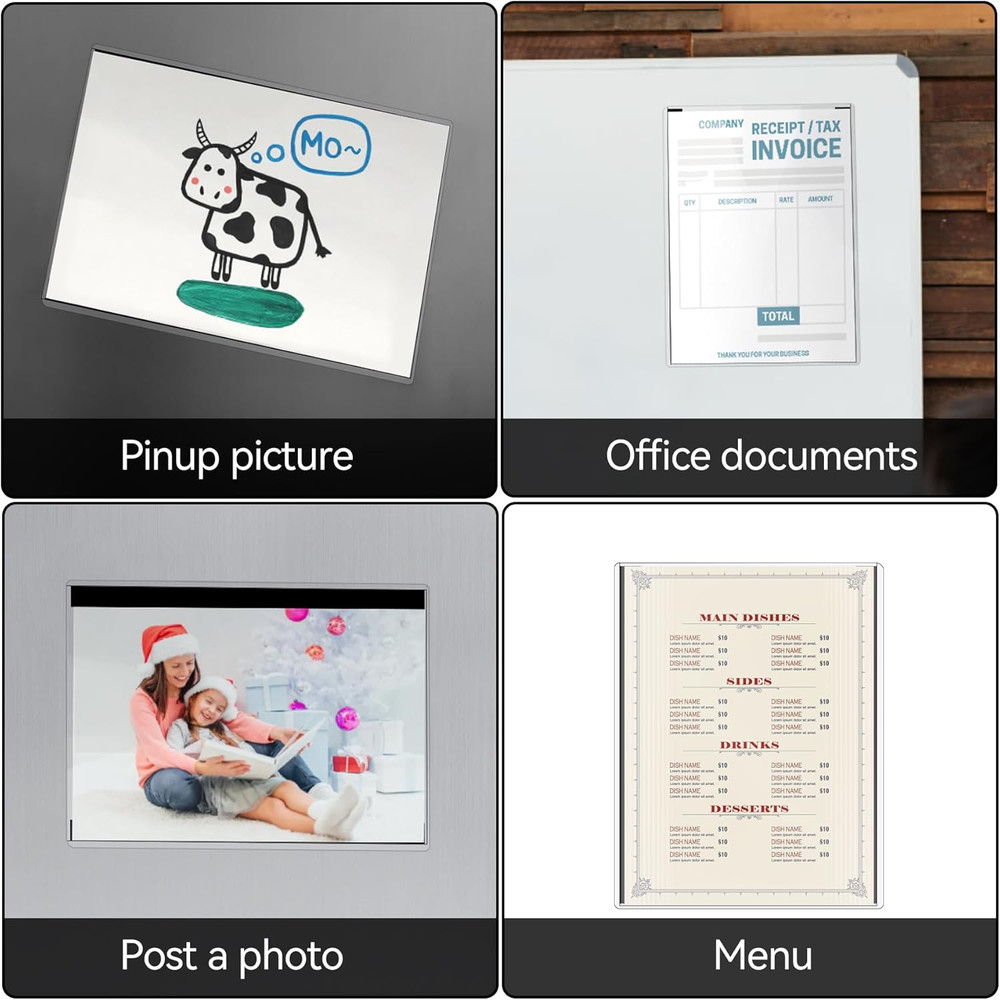 10 Pcs 8.5'' X 11'' Rigid Magnetic Sign Holders - Clear Plastic Document Frames