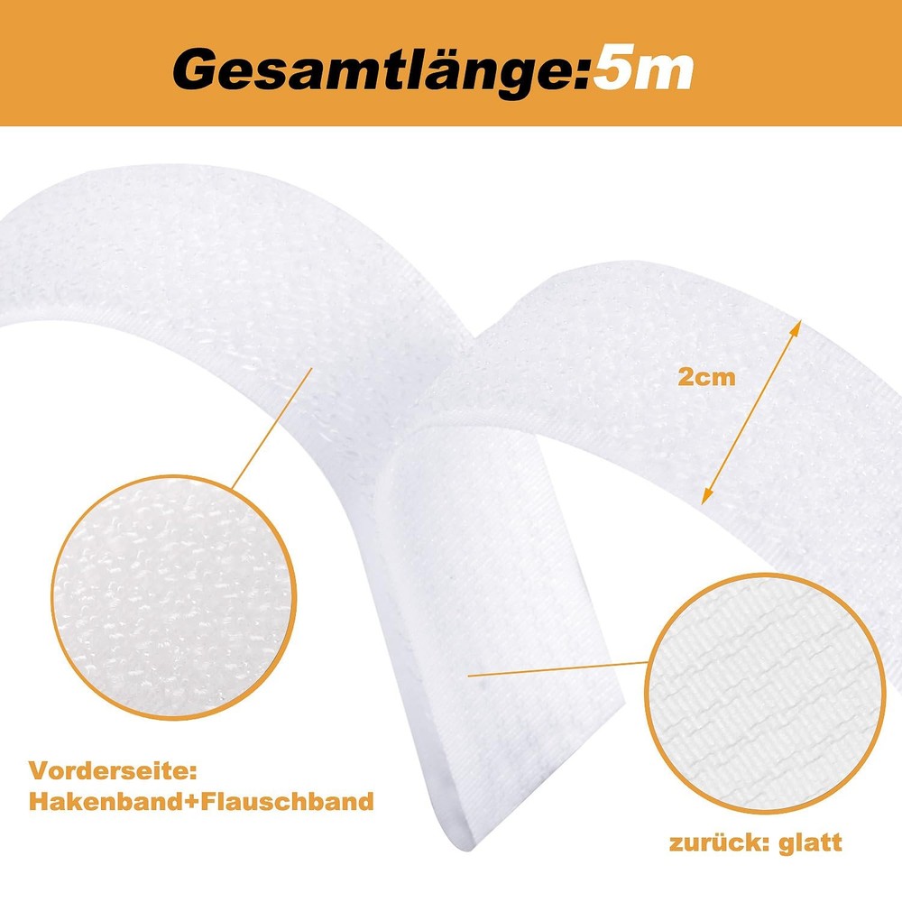 16ft Adjustable Hook Loop Cable Straps with Buckles, White Reusable Wire Mgmt